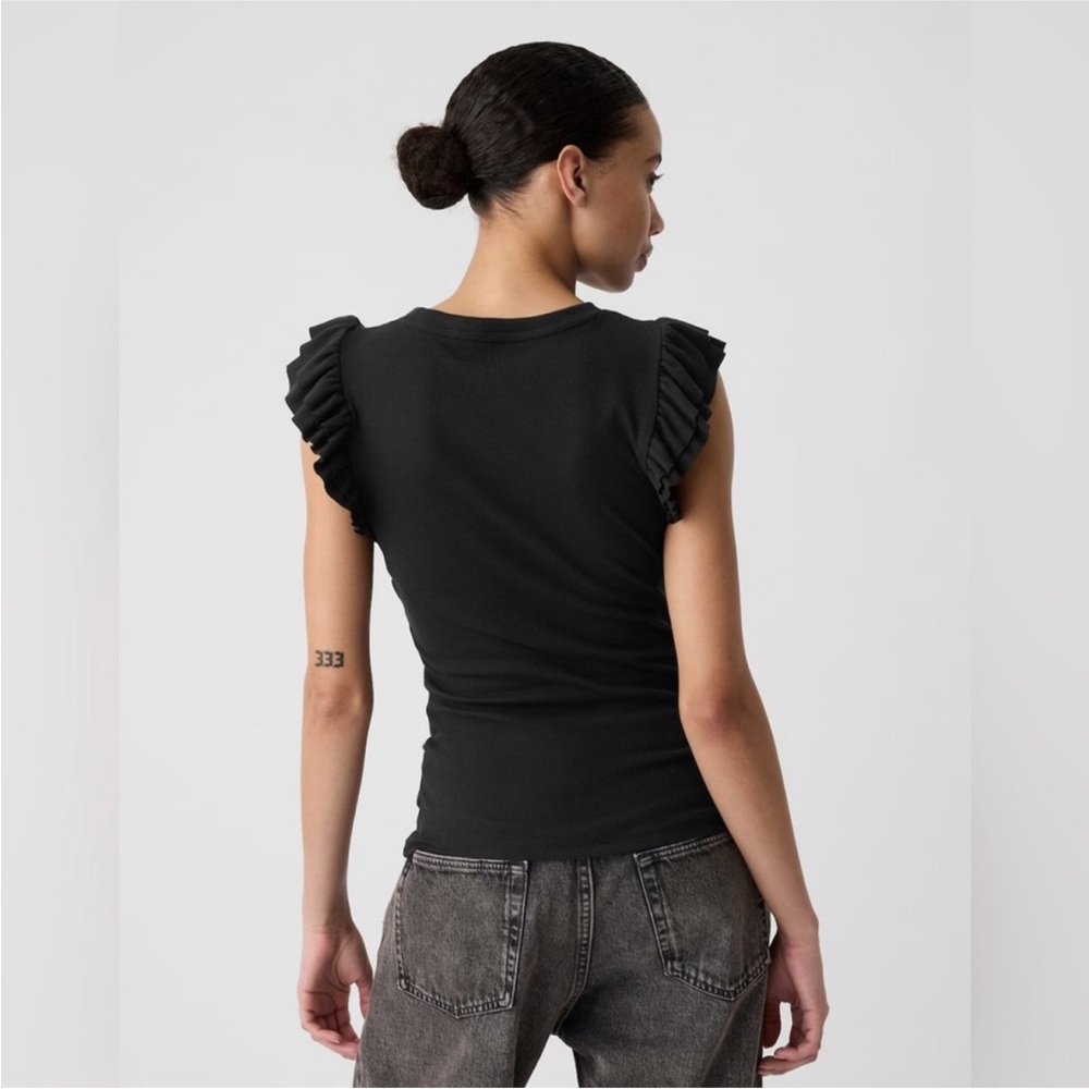 Dark Maroon Ruffle Sleeve Top - Picture 2 of 4